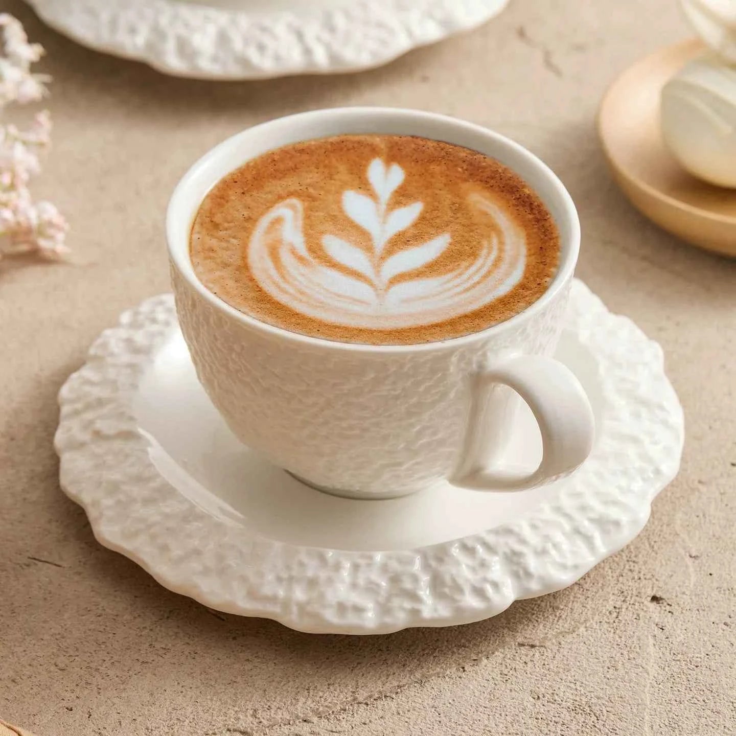 Rock Texture Ceramic Coffee Cup & Saucer Set – Elegant High-End Personal Cafe Mug